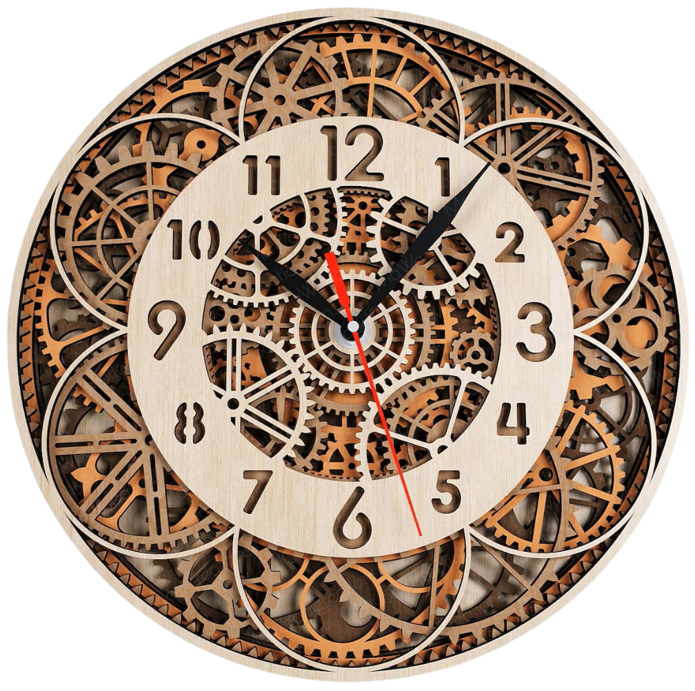 Steampunk Mechanical 3D Clock | Silent Wood Gear Art - deewarain.com
